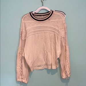 Free People Crochet Sleeve Top